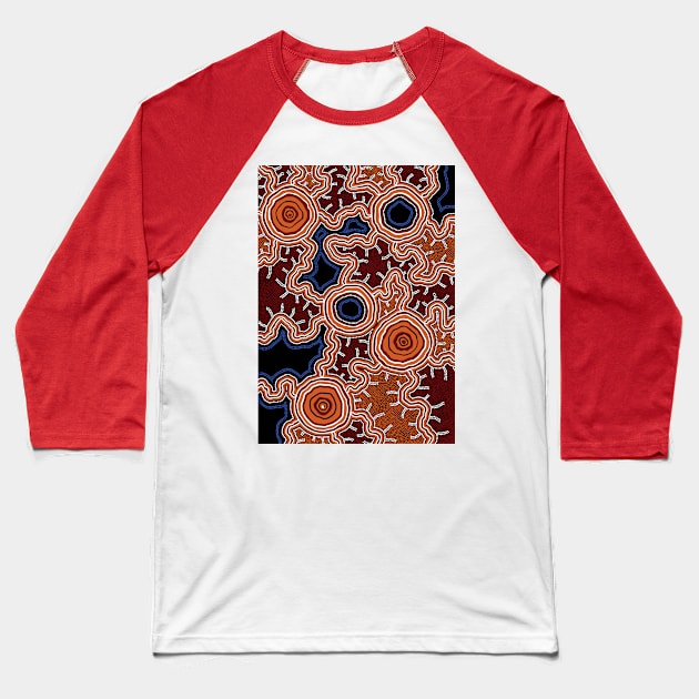 Aboriginal Art - Pathways 2 Baseball T-Shirt by hogartharts